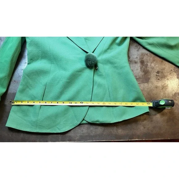 Lily & Taylor Vtg Wool Jacket Mink Womens Sz 16 Kelly Green Blazer Mob Wife EUC Blazers & Suit Jackets